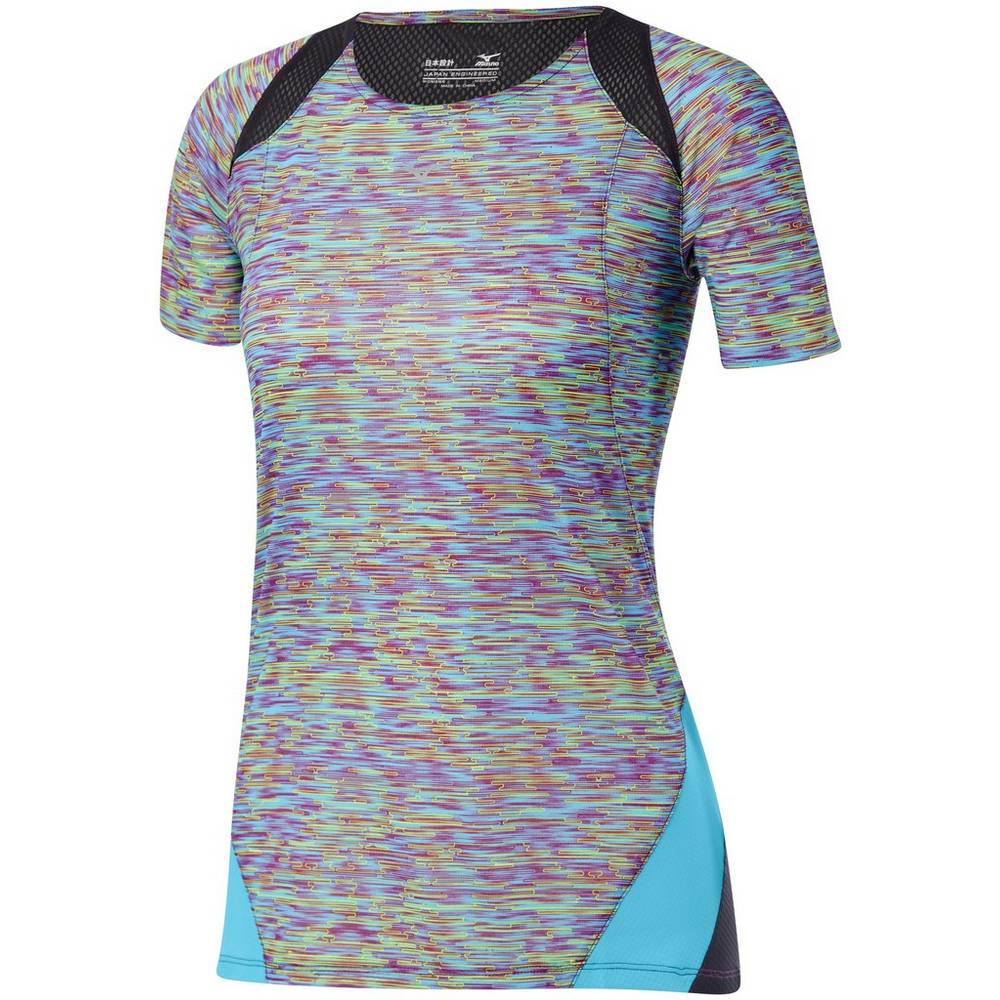 Mizuno Women's Aero Running T-Shirts Blue Turquoise (421659-IJU)